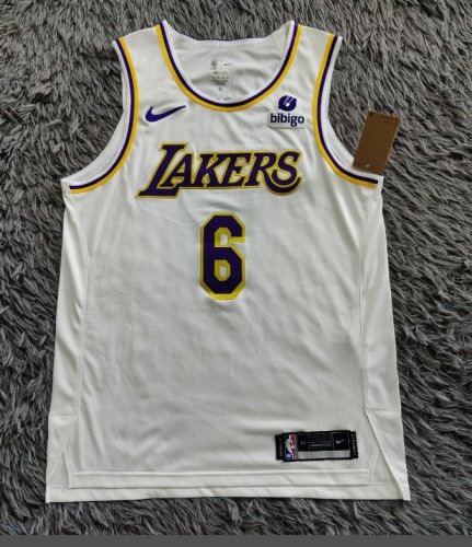 6 James Lakers jersey white 2023 player version